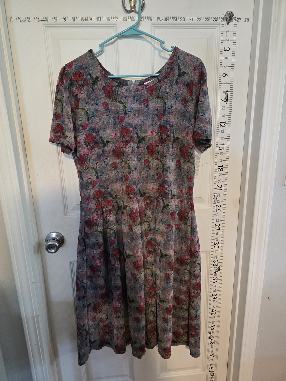 LuLaRoe Gray Dress with Pink Floral Print